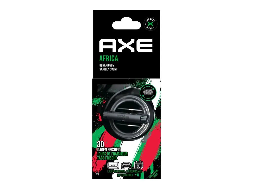 Axe Aluminium houder + 2 Navullingen - Africa Axe Car Airfreshner