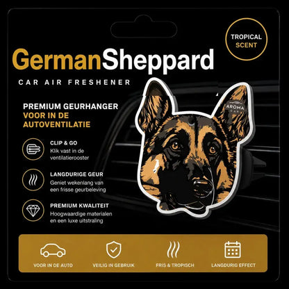 Aroma Car Real Dogs Duitse Herder luchtverfrisser bevestigd op ventilatierooster
