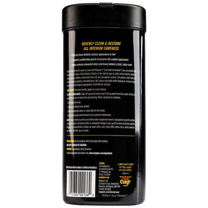 Meguiar's Quik Interior Detailer Wipes hersluitbare verpakking interieurdoekjes achterkant
