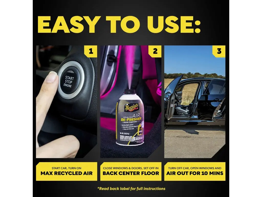 Fris en schoon auto-interieur na gebruik van Meguiar's Whole Car Air Re-Fresher
