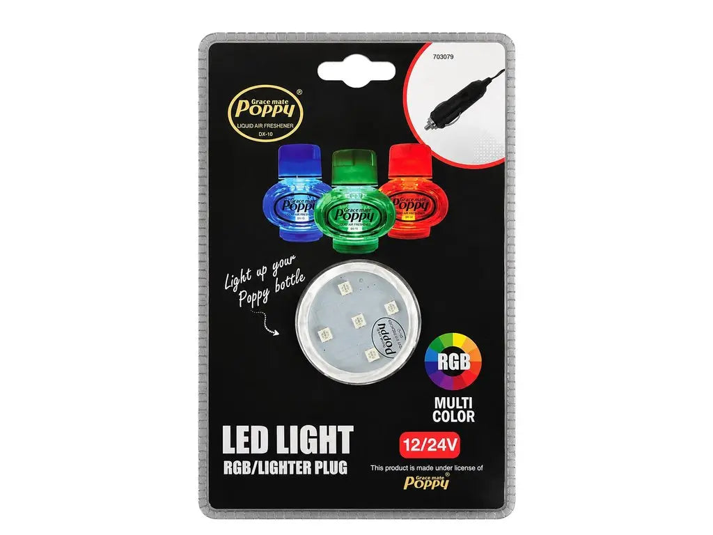 Poppy Grace Mate RGB LED Ring 12/24V sigarettenaansteker meerkleurige sfeerverlichting