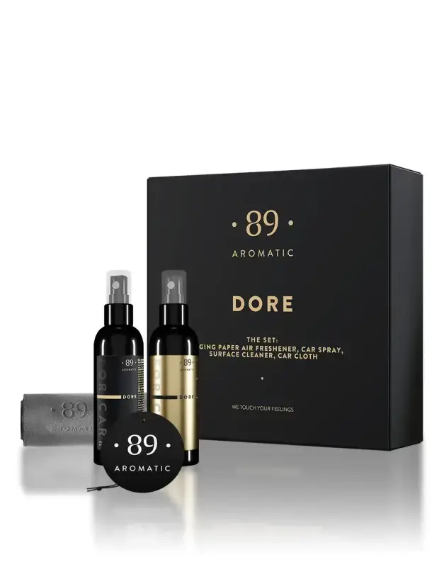 Aromatic 89 Dore autoverzorgingsset - karamel roos sinaasappel autoparfum